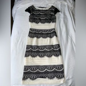 Sangria Black and White MIDI Dress